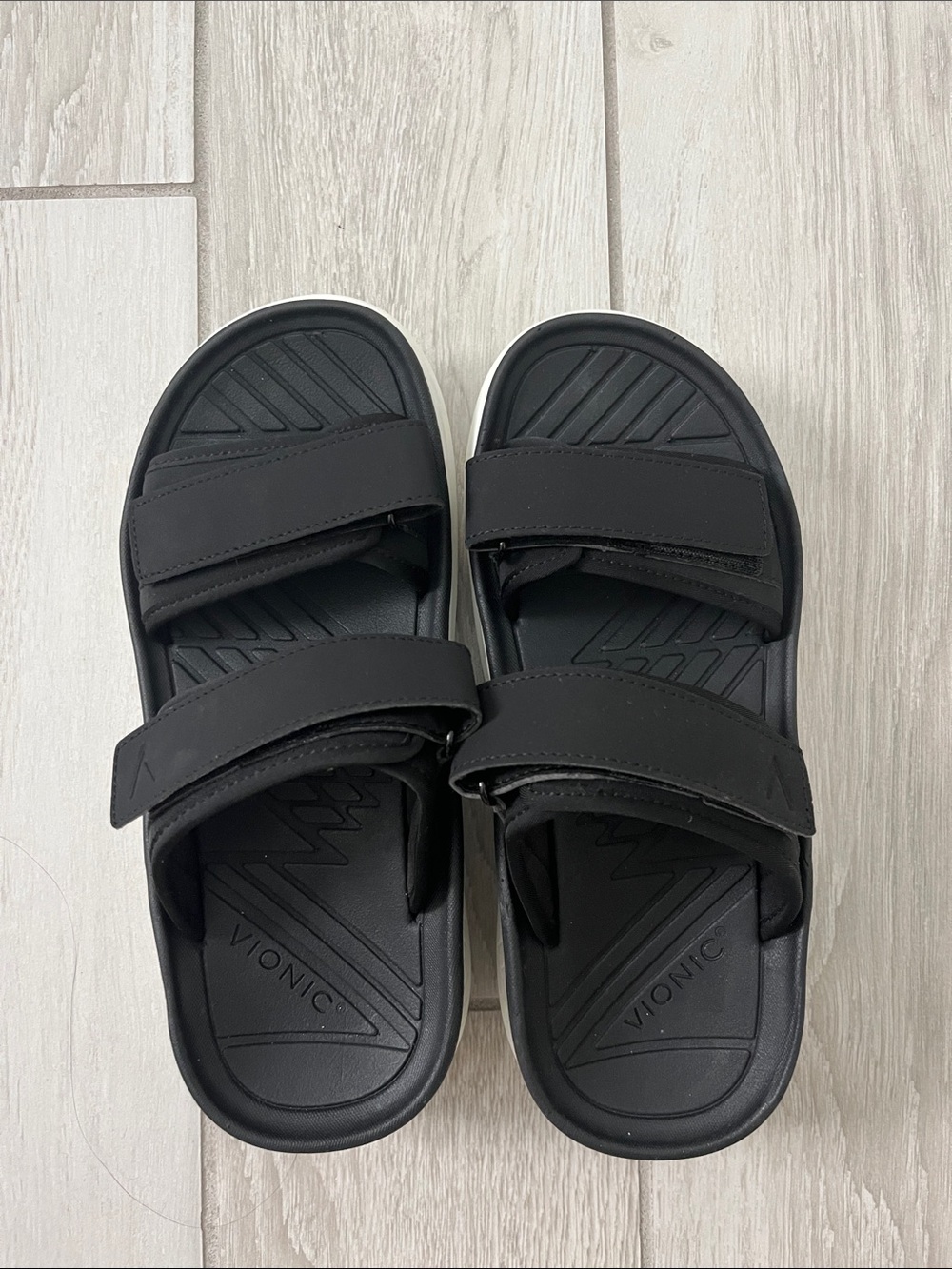 Vionic Women’s Black Dual Strap Comfort Slides-Size 8
